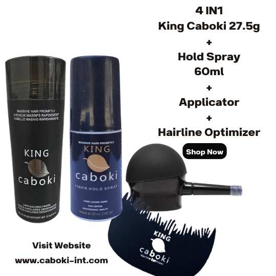 King Caboki 4 IN 1 Deal 27.5g + FiberHold Spray + Spray Applicator + Hairline Optimizer